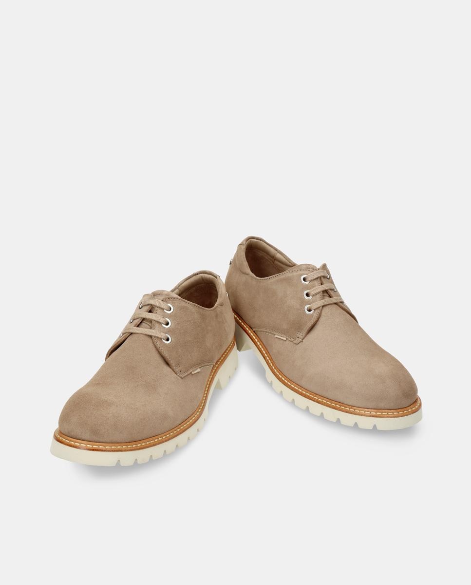 Sapatos de Atacadores em Velour com Forro de Pele Bege-3