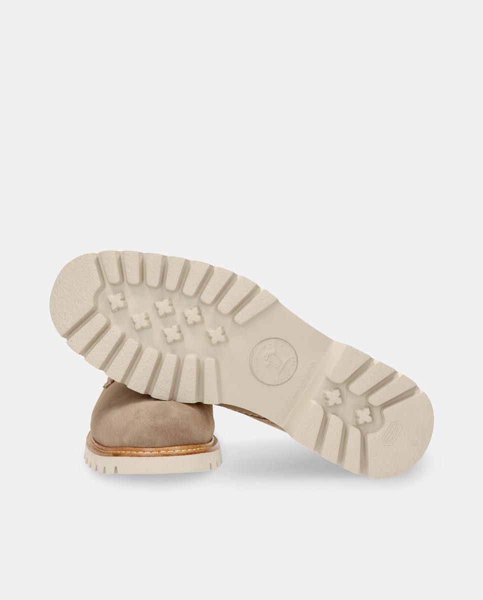 Sapatos de Atacadores em Velour com Forro de Pele Bege-4