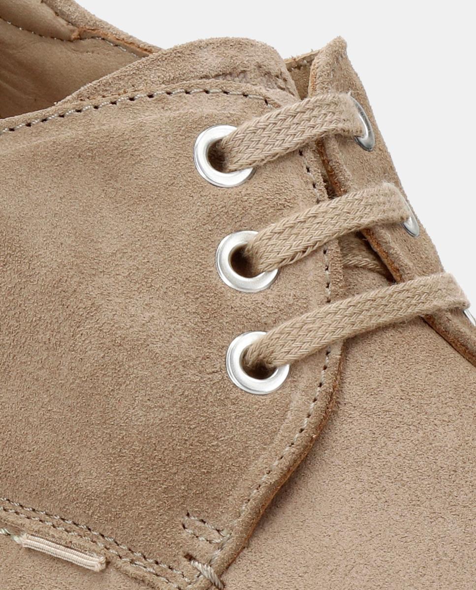 Sapatos de Atacadores em Velour com Forro de Pele Bege-5