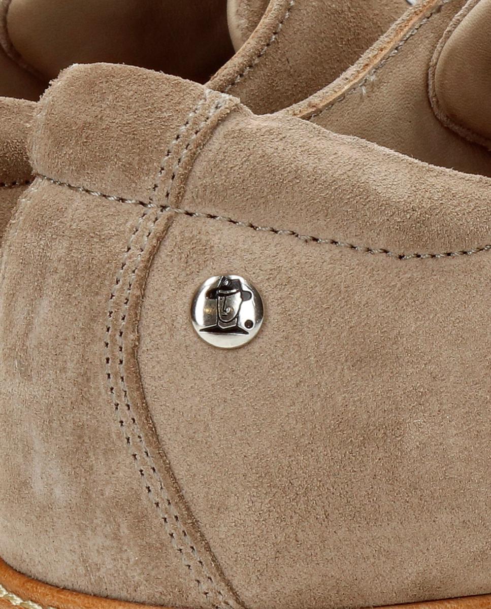 Sapatos de Atacadores em Velour com Forro de Pele Bege-6