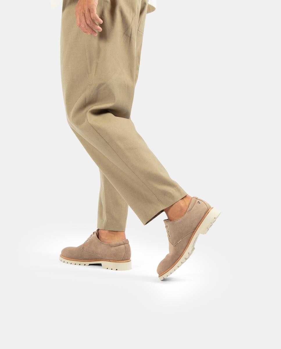 Sapatos de Atacadores em Velour com Forro de Pele Bege-7