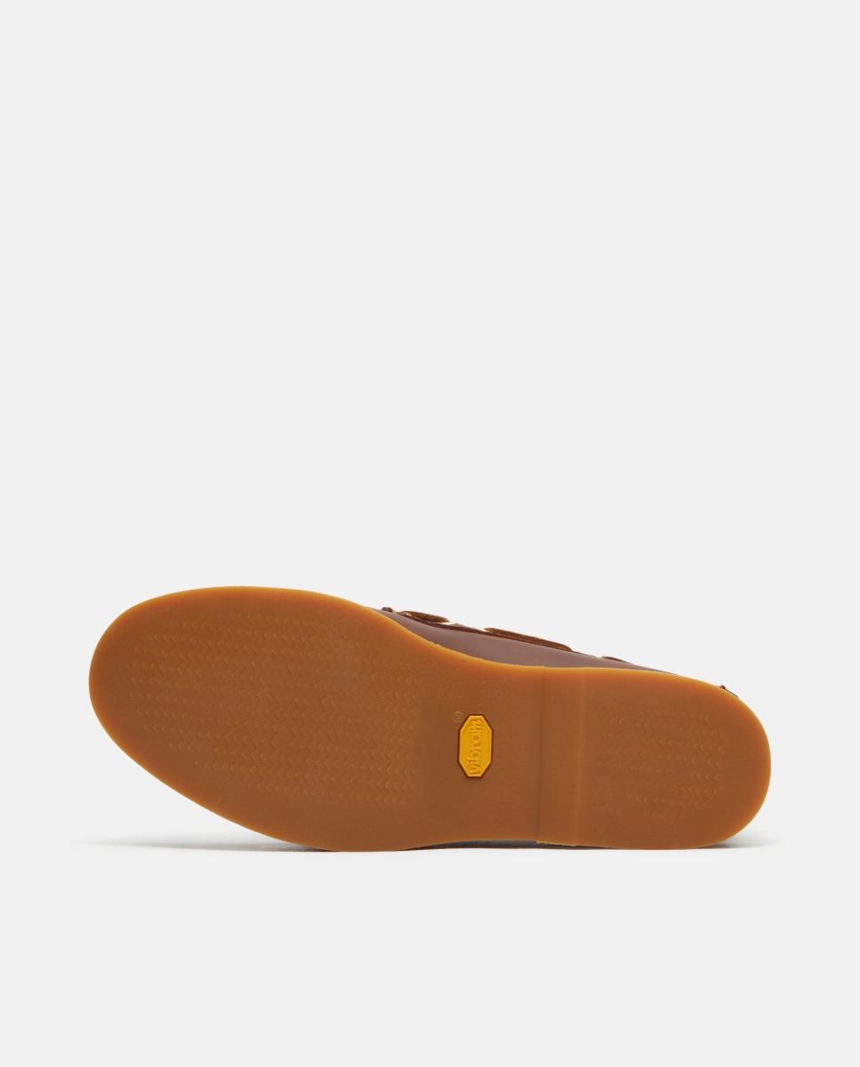 Sapatos Náuticos Artesanais com Laçada Castanho-claro-3