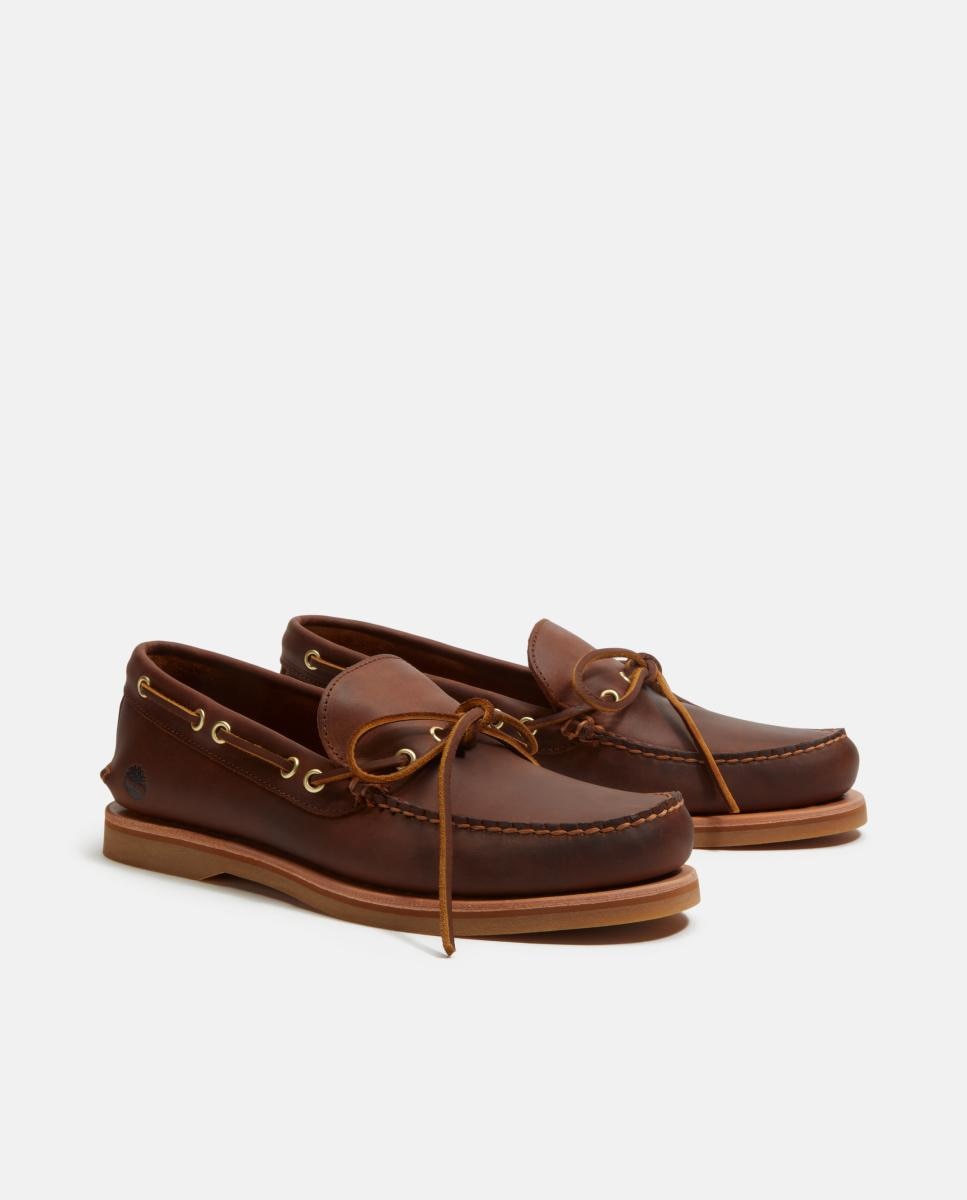 Sapatos Náuticos Artesanais com Laçada Castanho-claro-4
