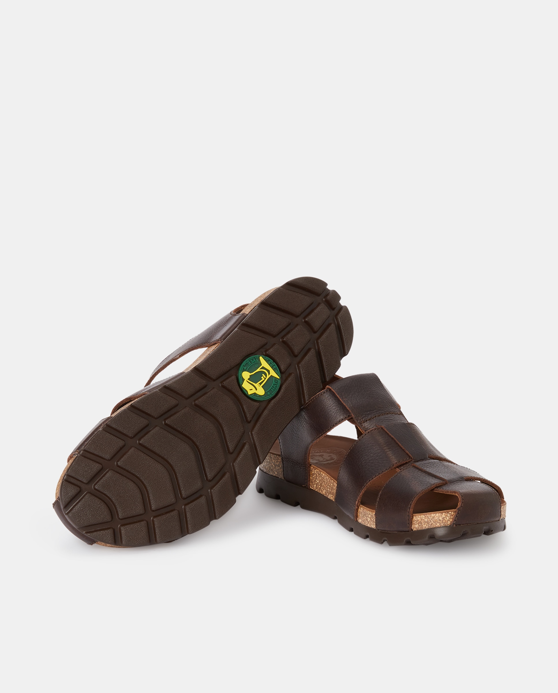 Sandálias em pele Waterproof castanhas Castanho-2