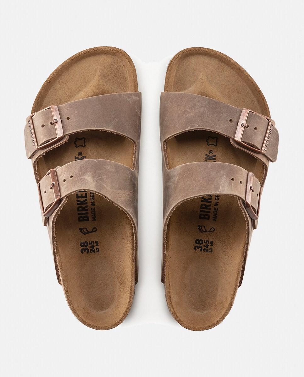 Chinelos Arizona em Pele Engordurada Castanho taupe-2