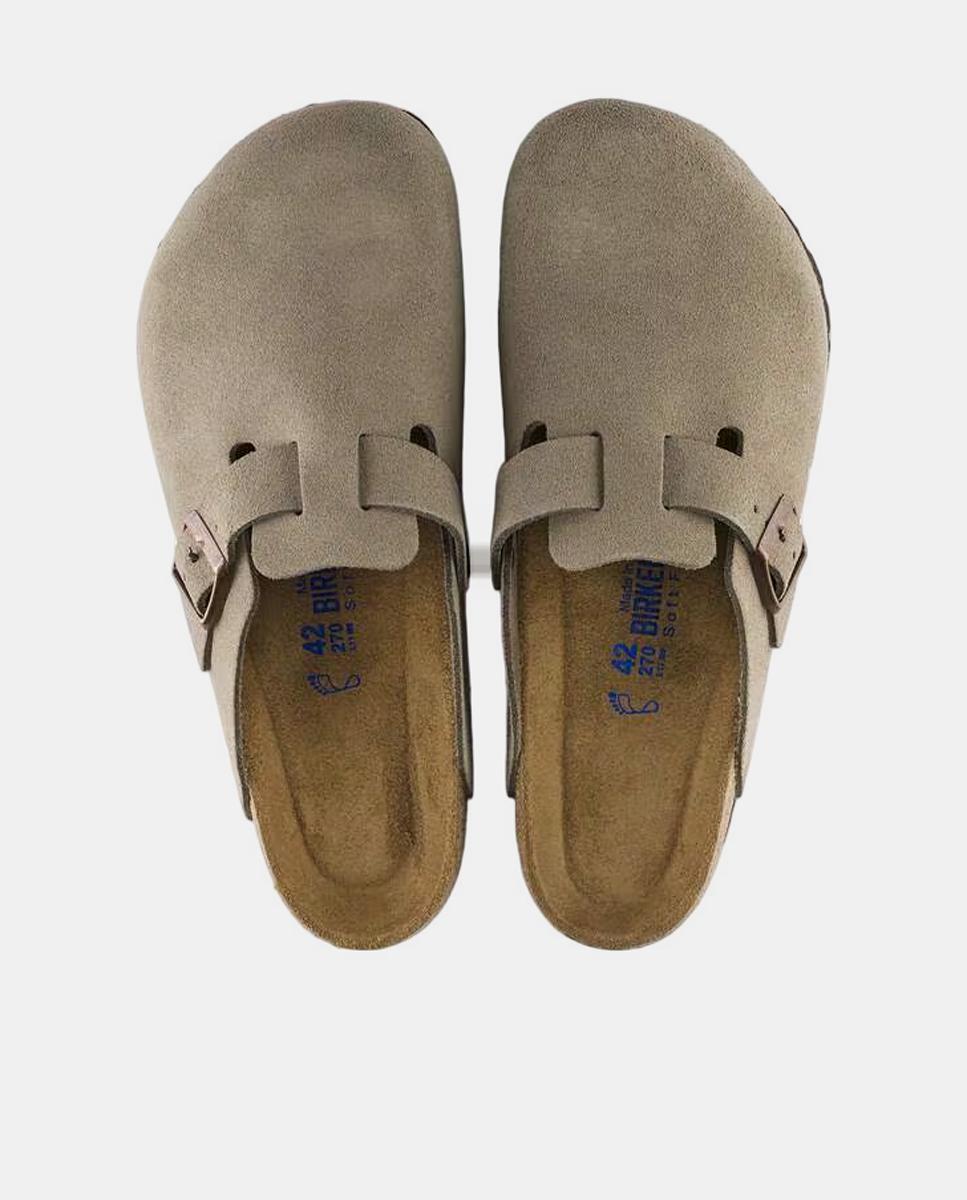 Socas Boston com Adorno de Fivela e em Pele Castanho taupe-2