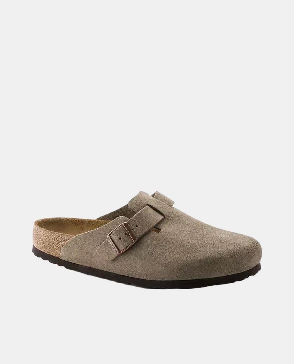 Socas Boston com Adorno de Fivela e em Pele Castanho taupe-3