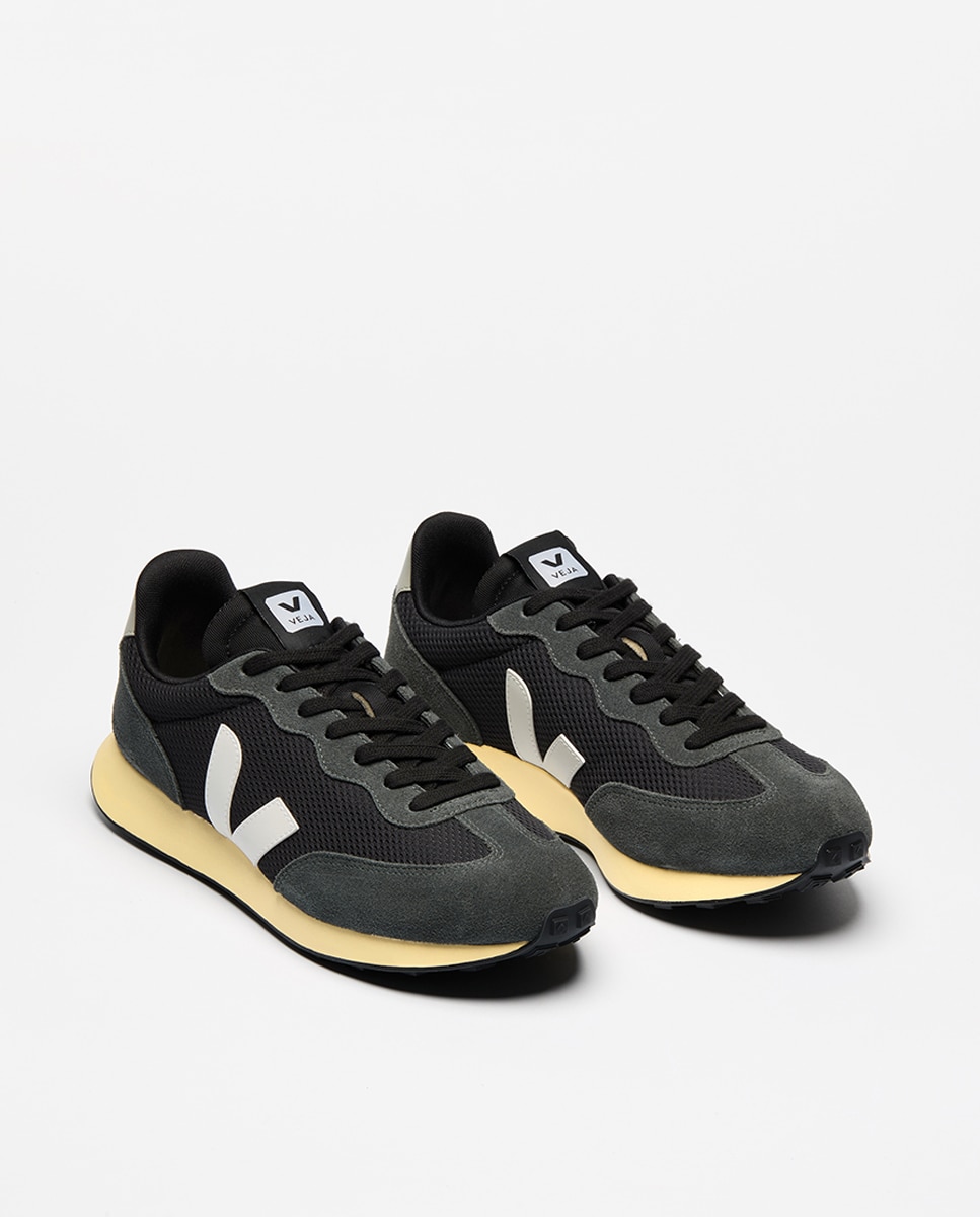 Zapatilla de hombre, modelo rio branco, de alveomesh, con cordones - Veja - Negro Negro-3