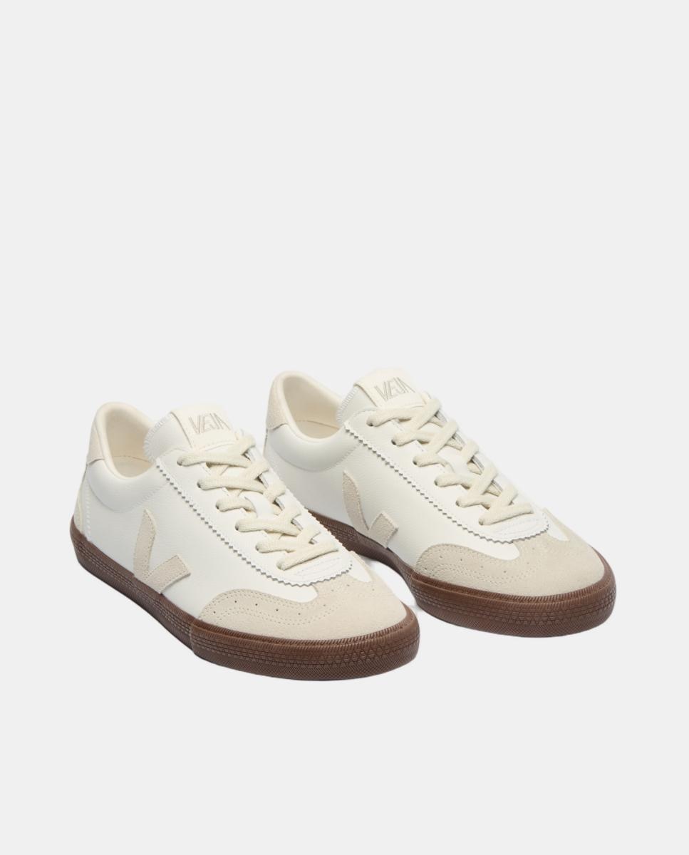 Sapatilhas Modelo Volley de Couro com Atacadores Branco-3