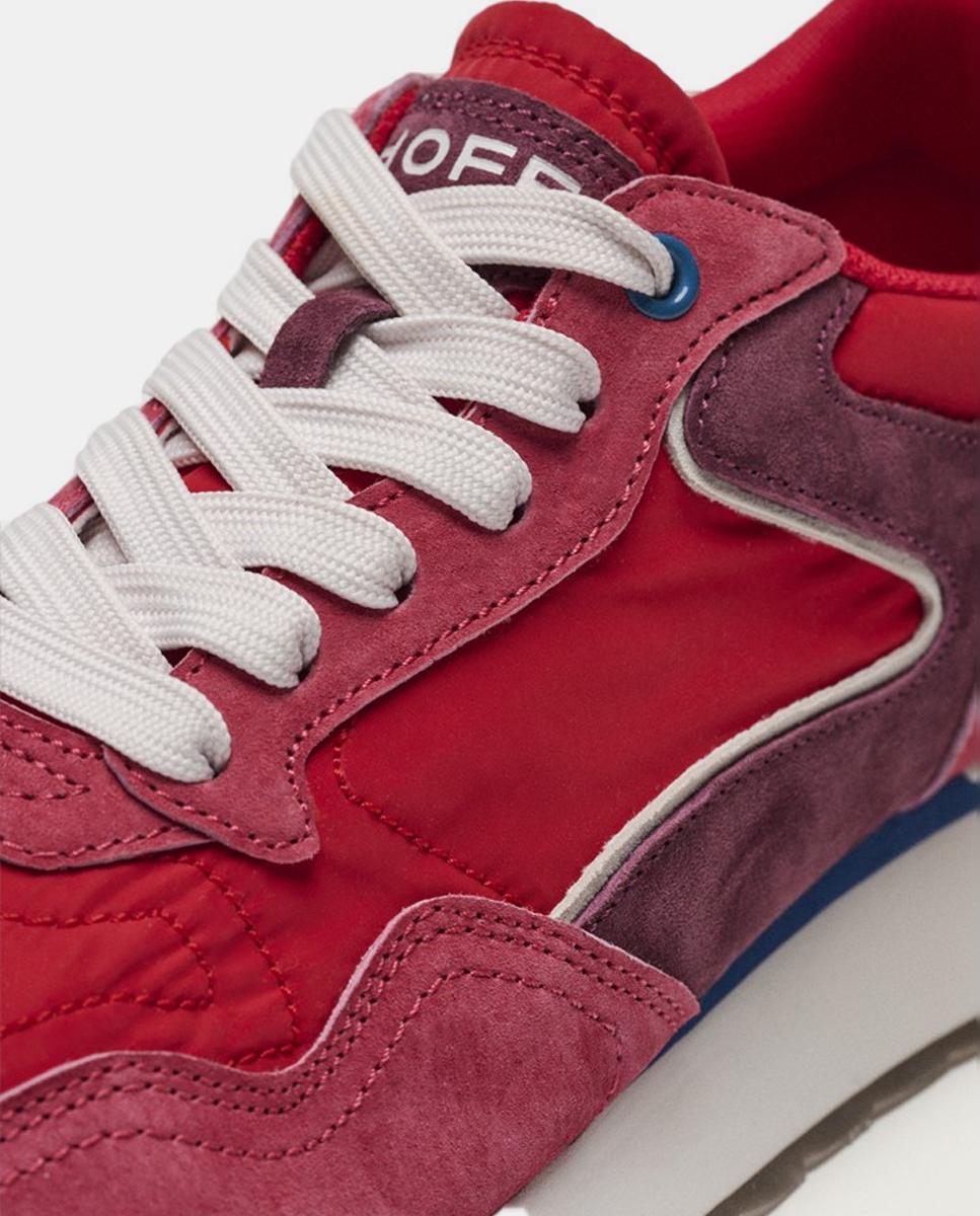 Sapatilhas em Pele com Plataforma Baixa Vermelho-2