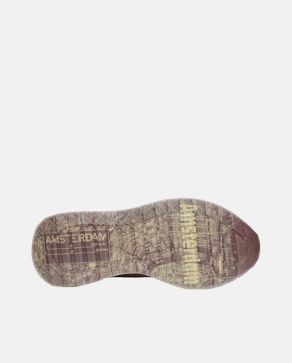 Sapatilhas em Pele com Plataforma Baixa Castanho-4