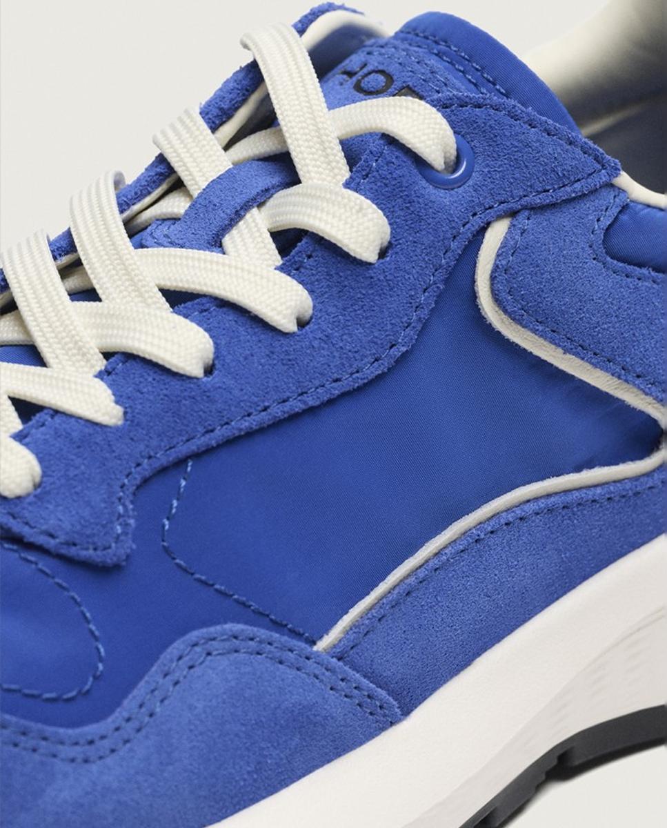 Sapatilhas em Pele com Plataforma Baixa Azul-3