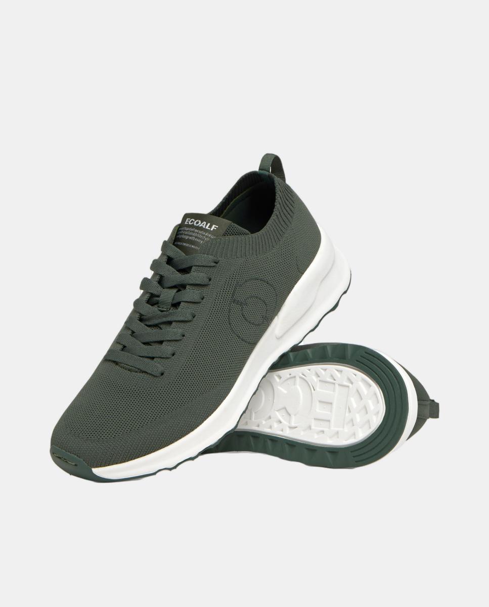 Sapatilhas Modelo Conde Knit Plain em Poliéster Reciclado e Outros Materiais Reciclados Verde-3
