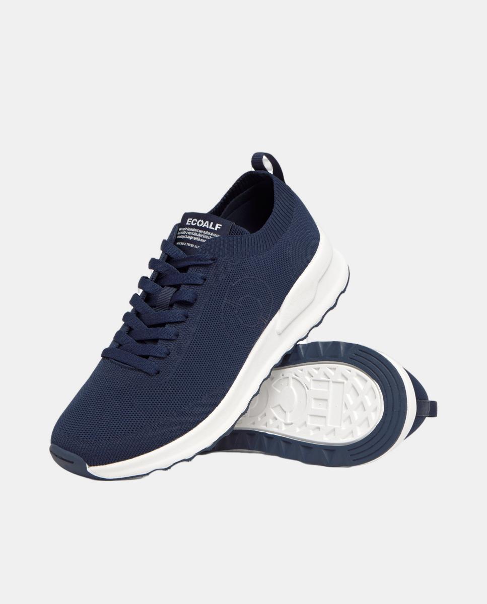 Sapatilhas Modelo Conde Knit Plain em Poliéster Reciclado e Outros Materiais Reciclados Azul-3