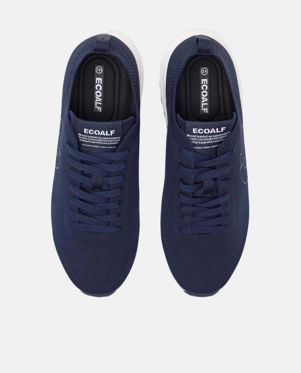 Sapatilhas Modelo Conde Knit Plain em Poliéster Reciclado e Outros Materiais Reciclados Azul-4