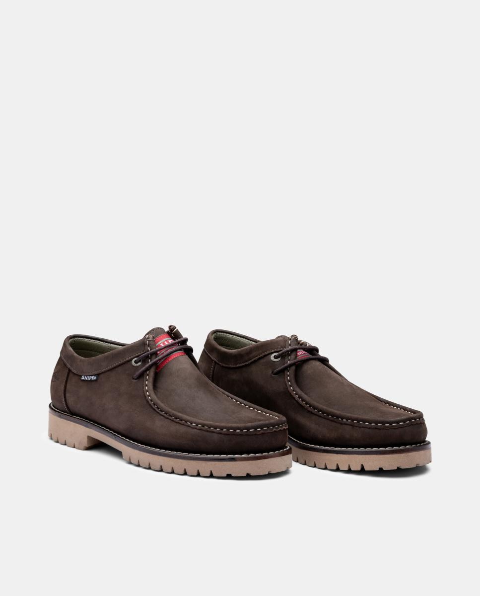 Wallabees em Nobuck Engordurada Castanho-escuro-2