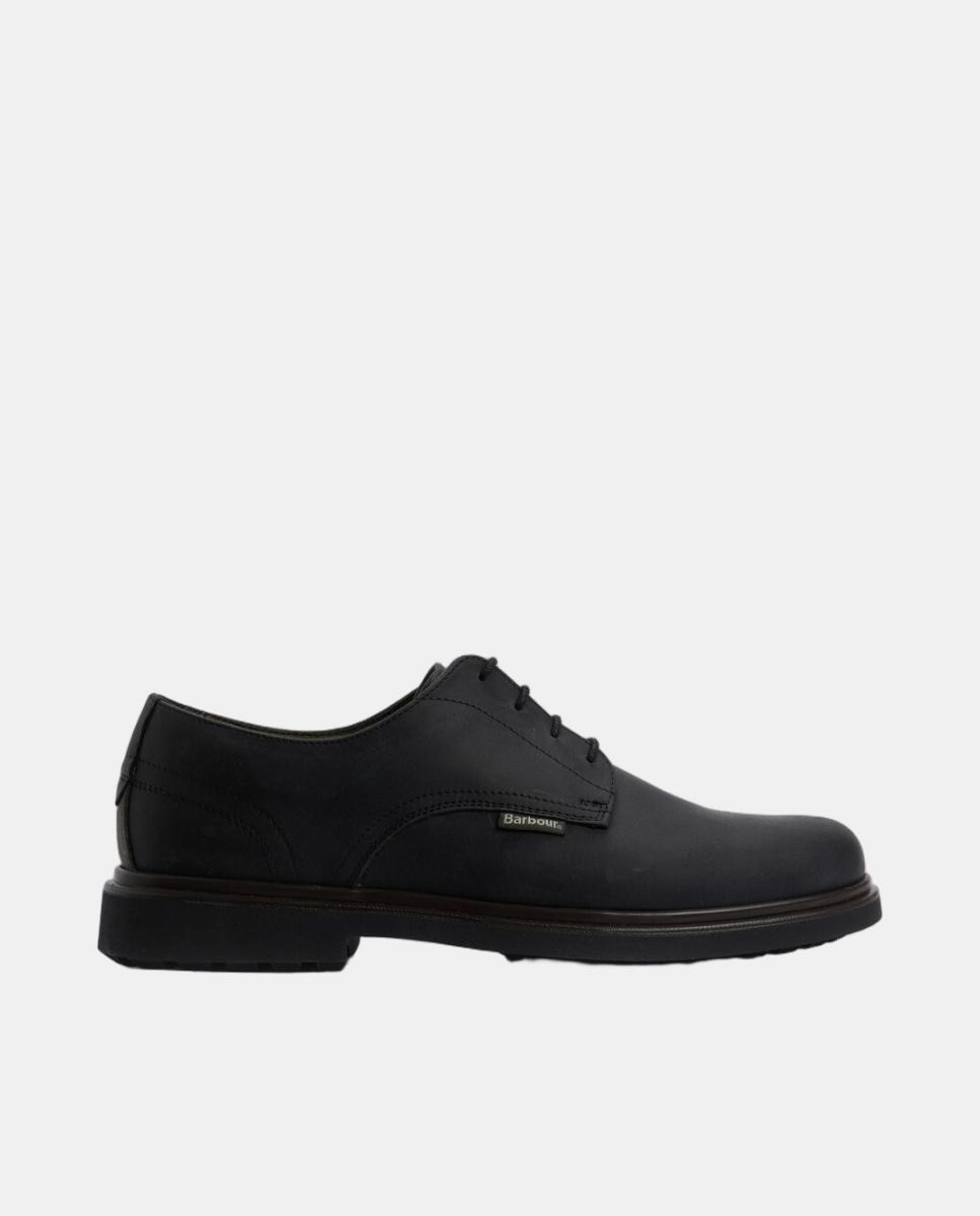 Zapato de hombre de piel con cordones de 4 ojales - Barbour - Negro Negro-1