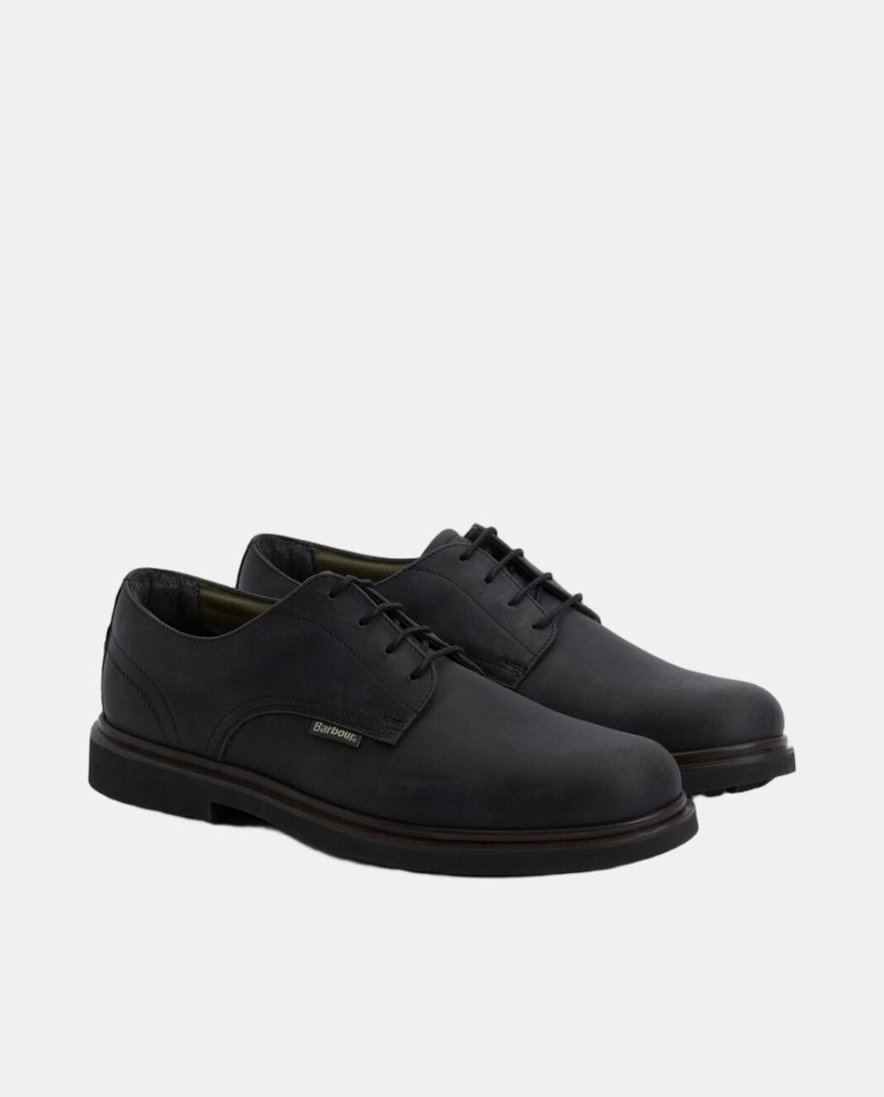 Zapato de hombre de piel con cordones de 4 ojales - Barbour - Negro Negro-2