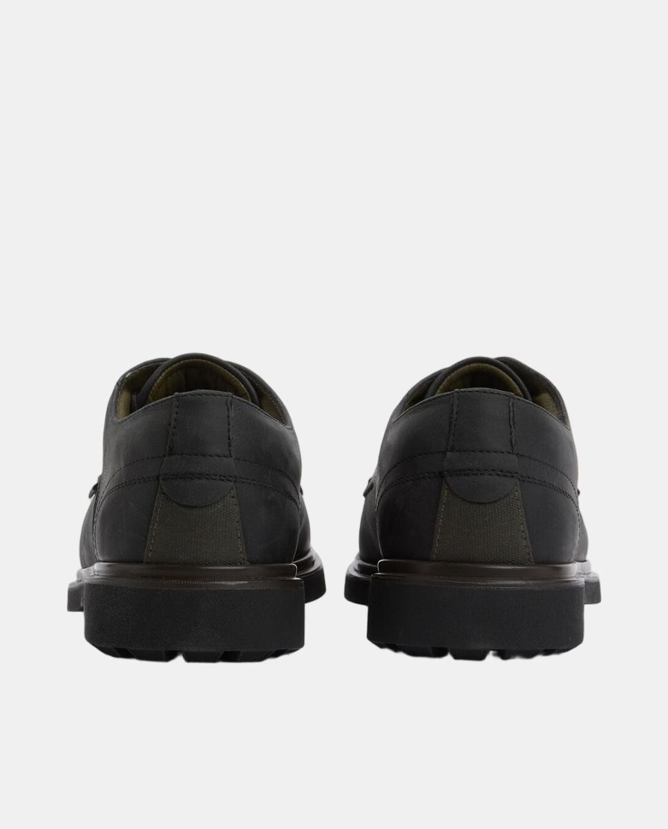 Zapato de hombre de piel con cordones de 4 ojales - Barbour - Negro Negro-3