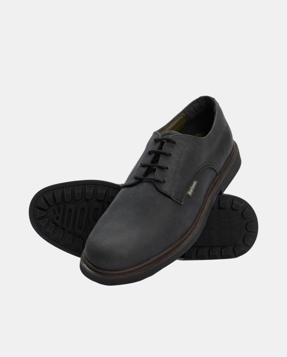 Zapato de hombre de piel con cordones de 4 ojales - Barbour - Negro Negro-4