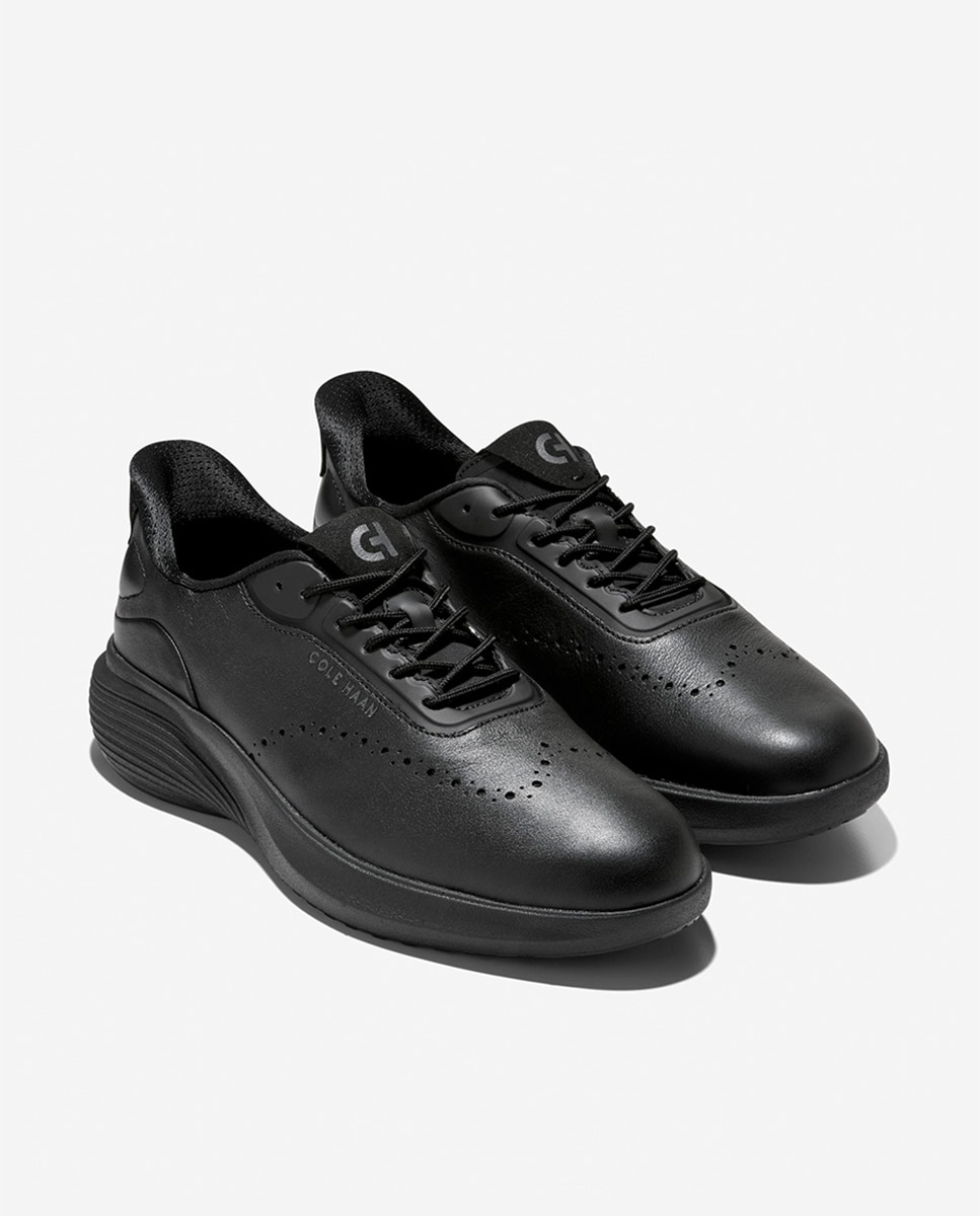Sapatos Oxford em Pele com Sola Técnica Ligeira, Rápidos de Calçar Preto-4