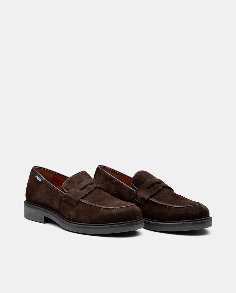 Mocassins com Travessão em Croute Castanho-escuro-2