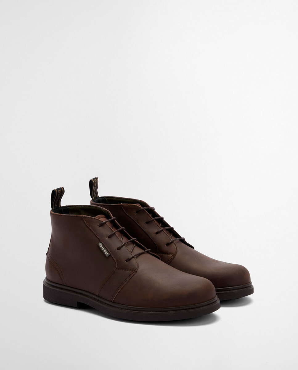 Botas Tipo Chukka Enceradas de Couro Castanho-escuro-3