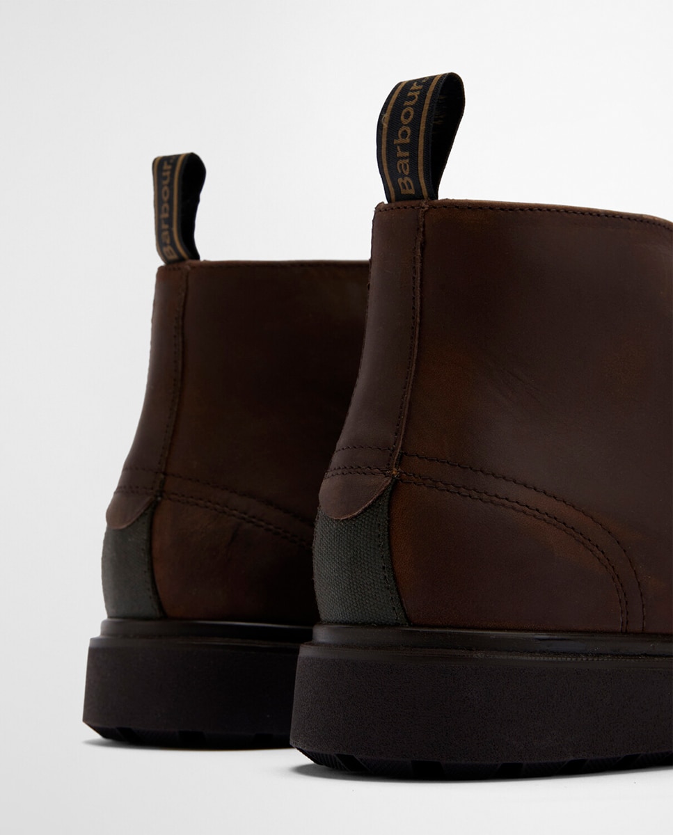 Botas Tipo Chukka Enceradas de Couro Castanho-escuro-4