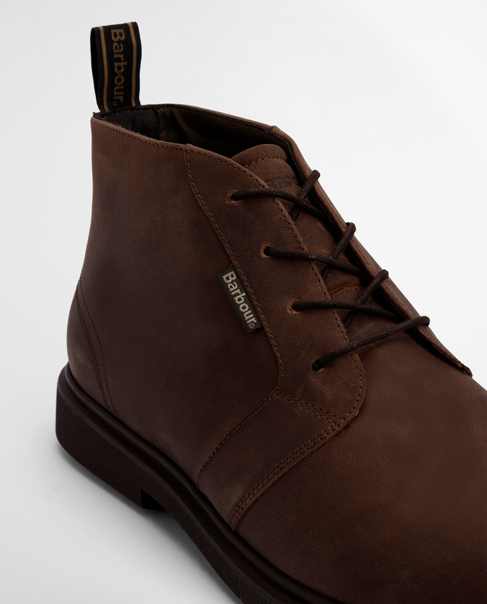 Botas Tipo Chukka Enceradas de Couro Castanho-escuro-5