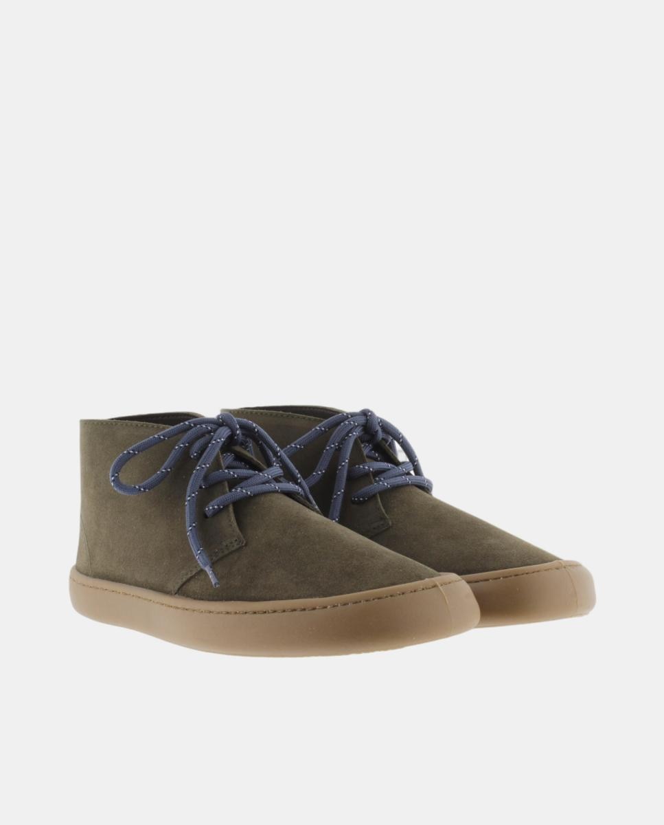 Botines unisex barefoot de serraje con cordones redondos y suela caramelo - Victoria - Verde militar Verde militar-5