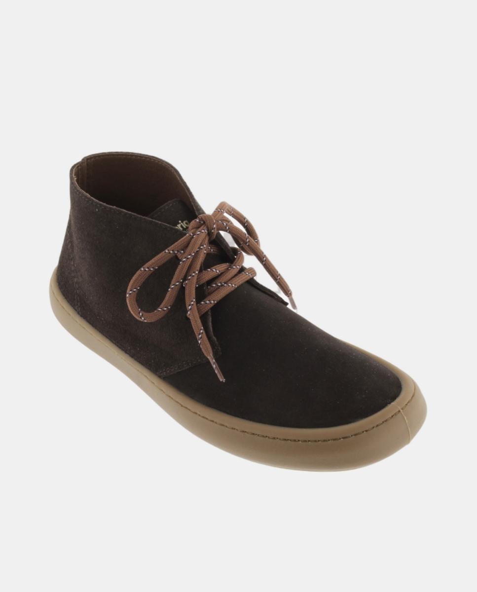 Botins Unissexo Barefoot de Croute com Atacadores Redondos e Sola Caramelo Castanho-escuro-2