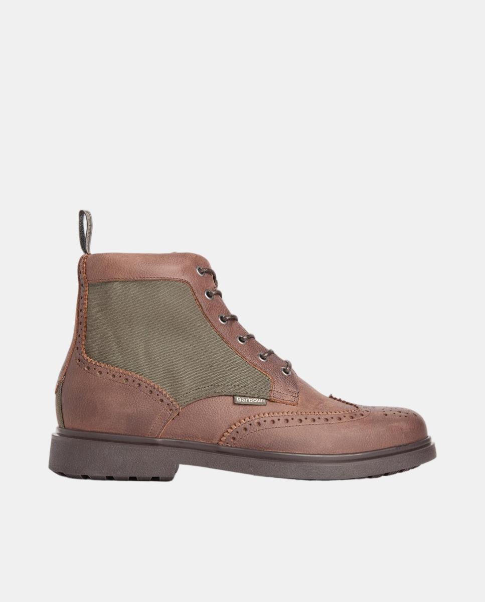 Imagen 0 de Botas de hombre de piel con panel de lona Marrón oscuro