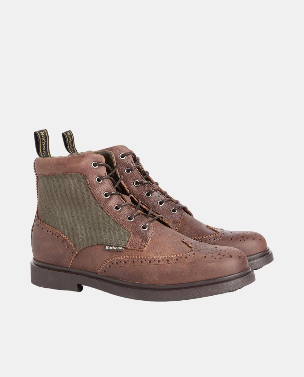 Botas de hombre de piel con panel de lona - Barbour - Marrón oscuro Marrón oscuro-3
