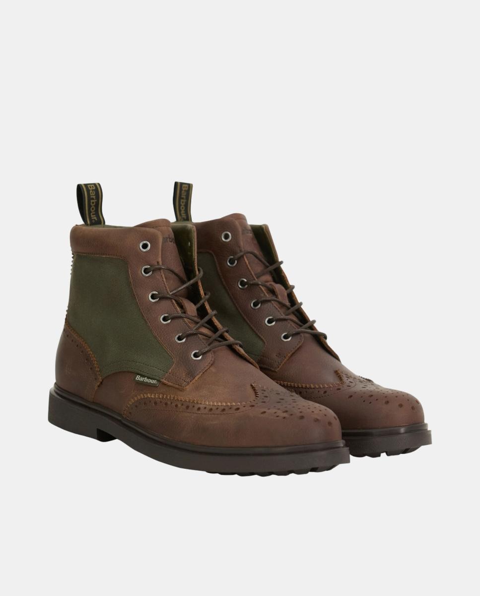 Botas de hombre de piel con panel de lona - Barbour - Marrón oscuro Marrón oscuro-4