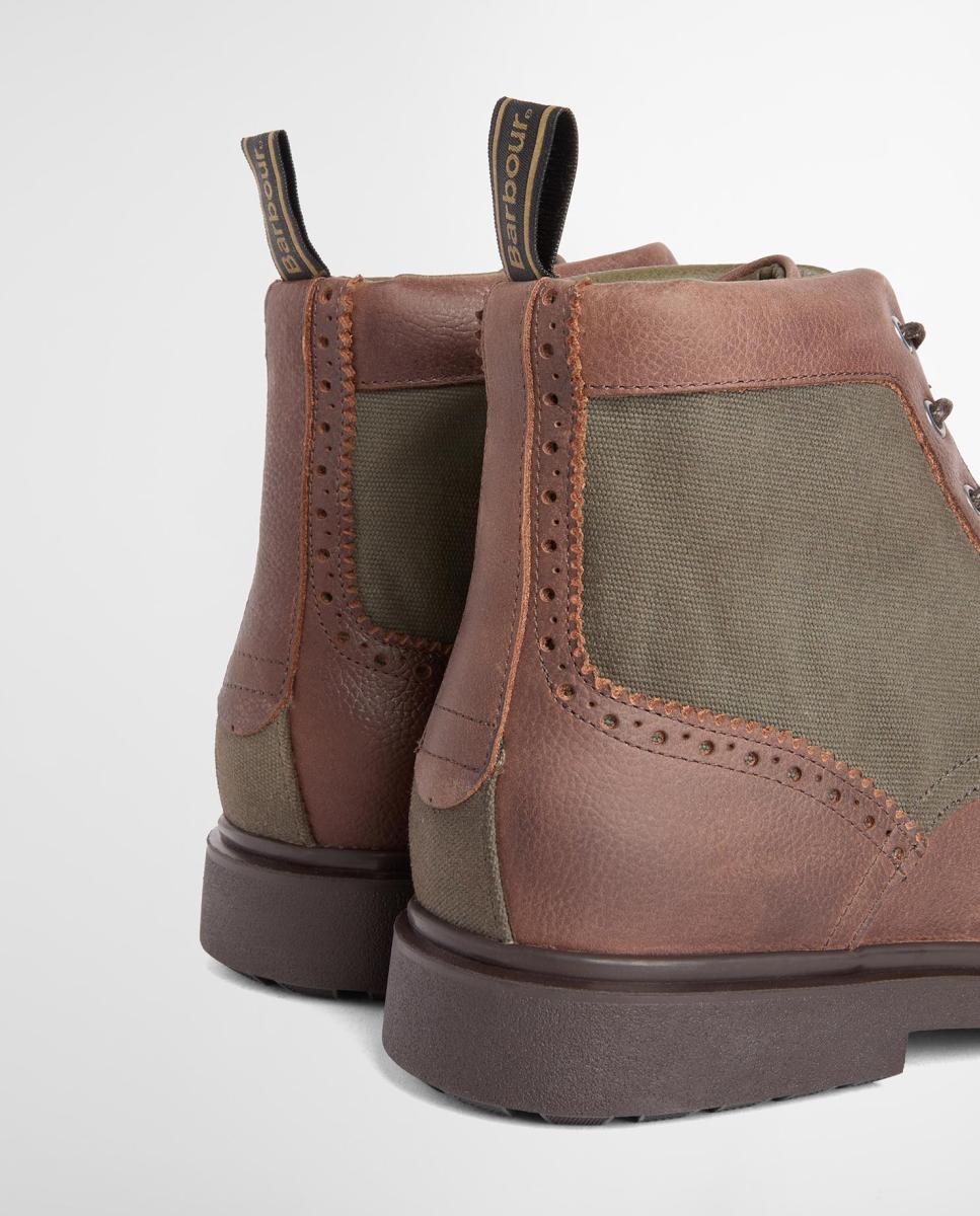 Botas de hombre de piel con panel de lona - Barbour - Marrón oscuro Marrón oscuro-6