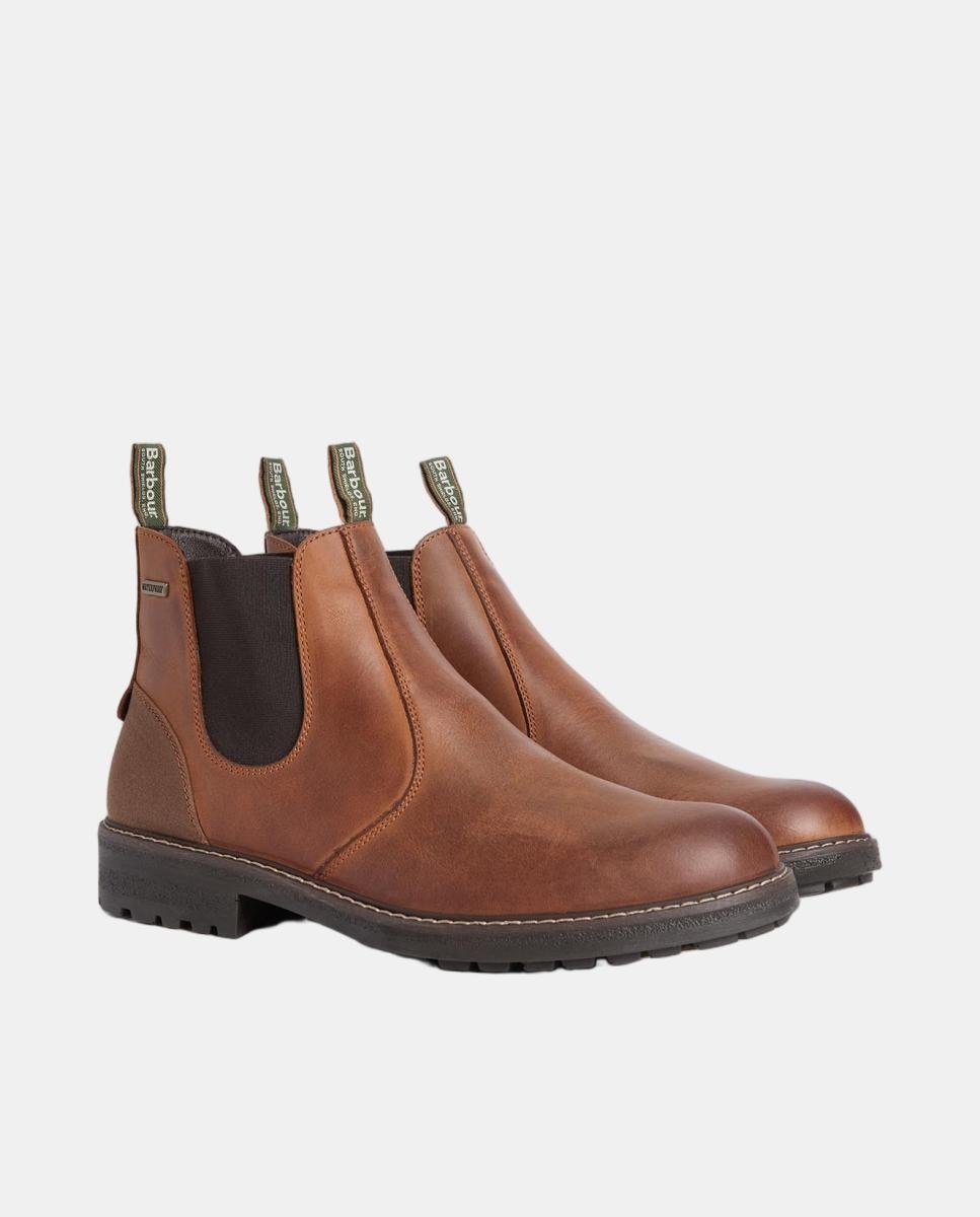 Botas tipo chelsea de pele impermeável Castanho-2