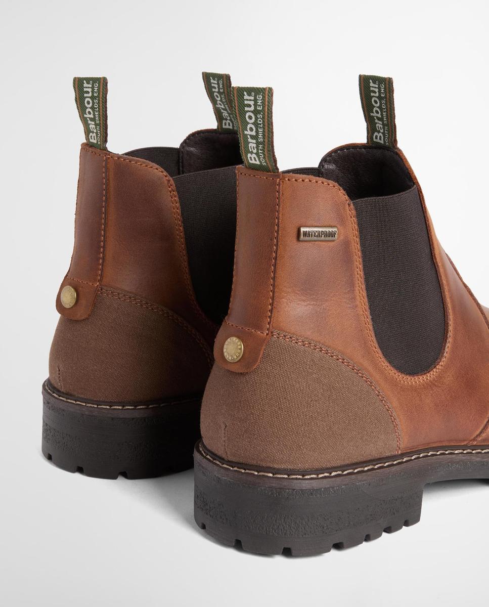 Botas tipo chelsea de pele impermeável Castanho-5