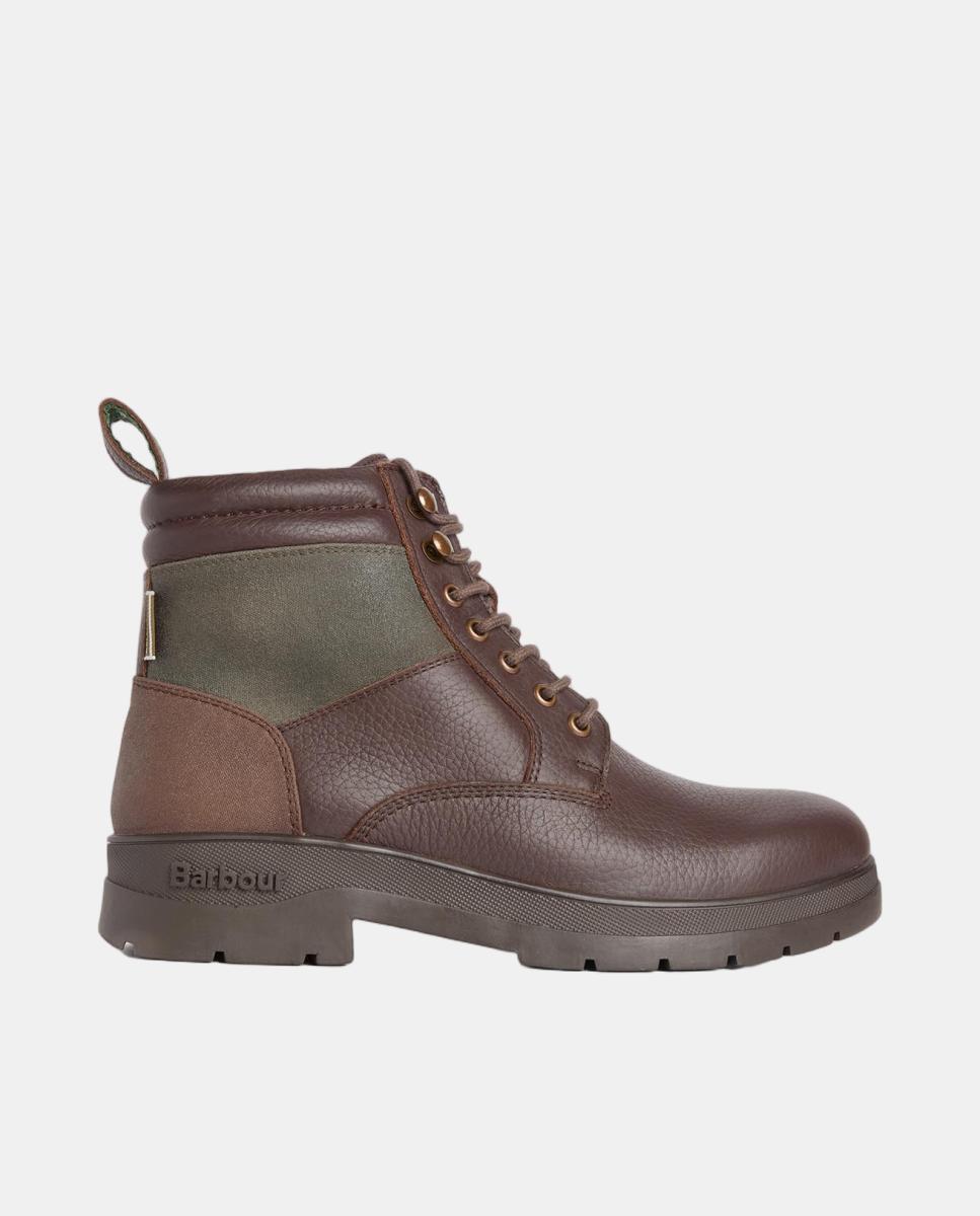 Bota de hombre de piel impermeable con cordones - Barbour - Marrón oscuro Marrón oscuro-1