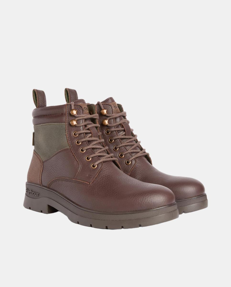 Bota de hombre de piel impermeable con cordones - Barbour - Marrón oscuro Marrón oscuro-3