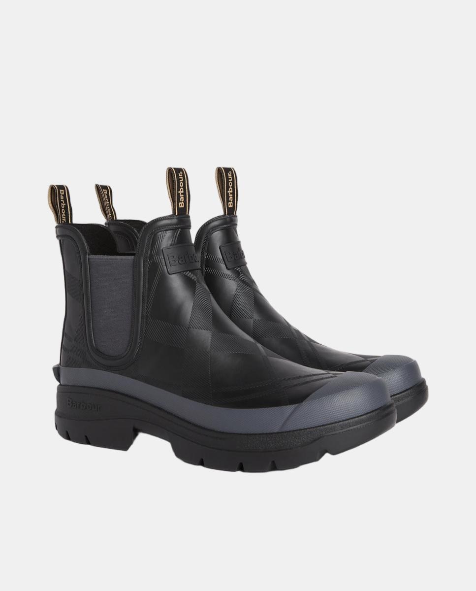 Bota impermeável tipo chelsea com relevo tartan Preto-2