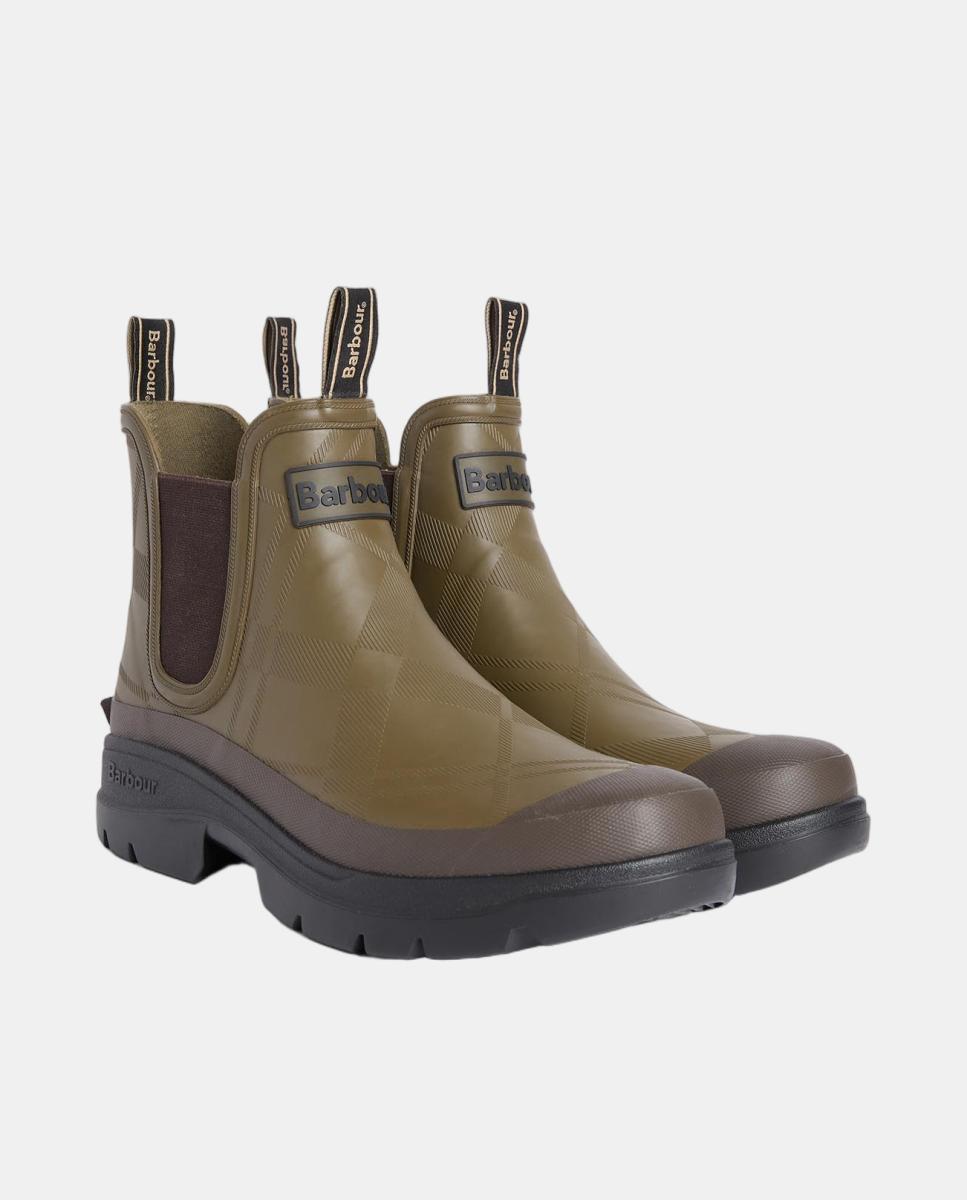 Bota impermeável tipo chelsea com relevo tartan Verde-2