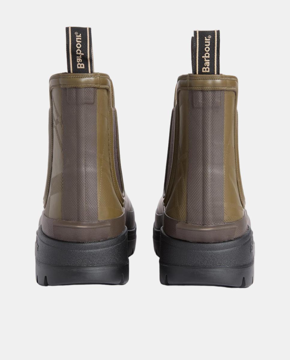 Bota impermeável tipo chelsea com relevo tartan Verde-3