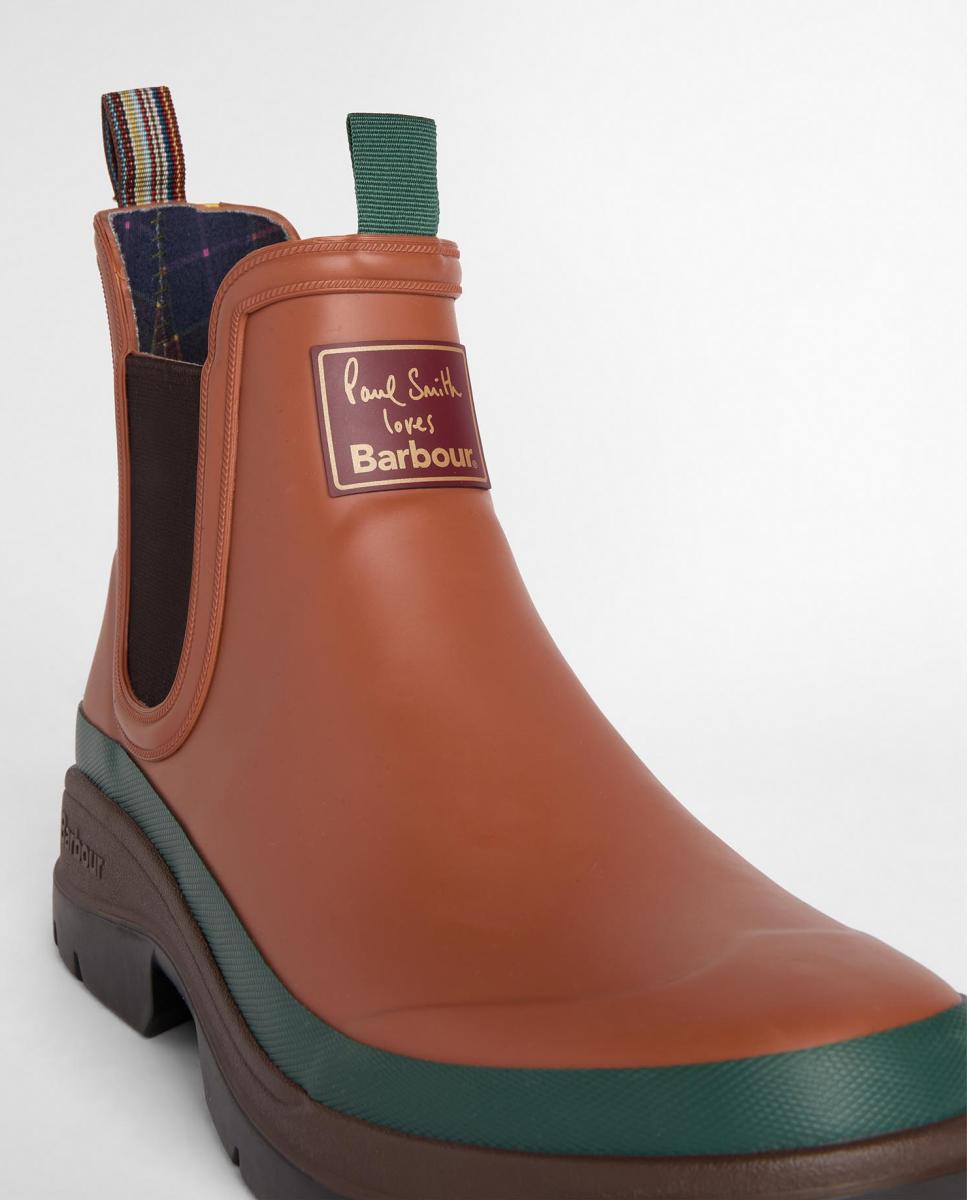 Bota impermeável tipo chelsea colaboração Paul Smith Castanho-6