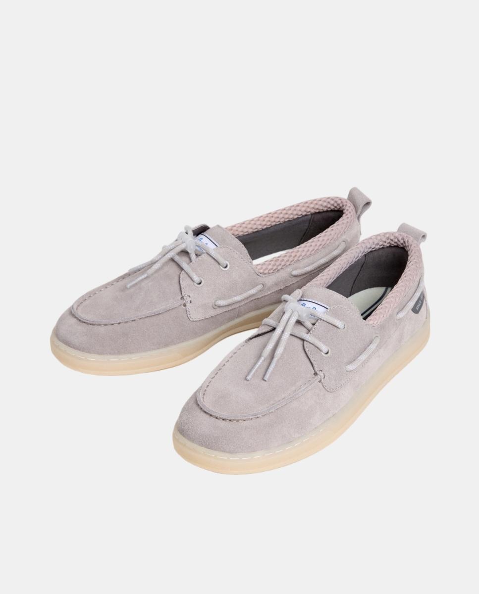 Náuticos Estilo "Deck Shoes" em Camurça com Sola de Borracha e Logótipo Lateral "Since 1973" Cinzento Suave-3