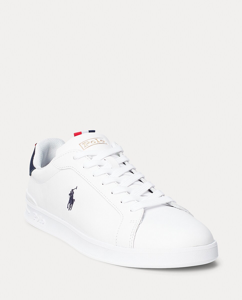 Sapatilhas em pele brancas com logótipo lateral Branco-2