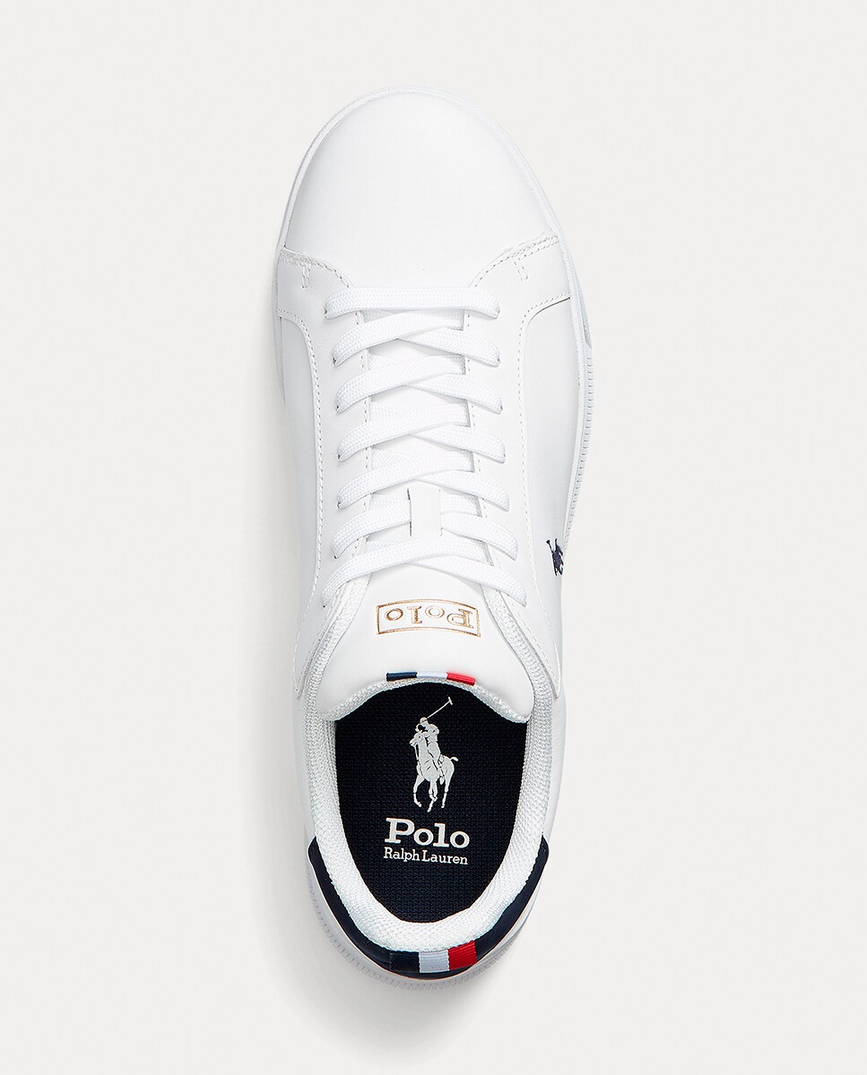 Sapatilhas em pele brancas com logótipo lateral Branco-5