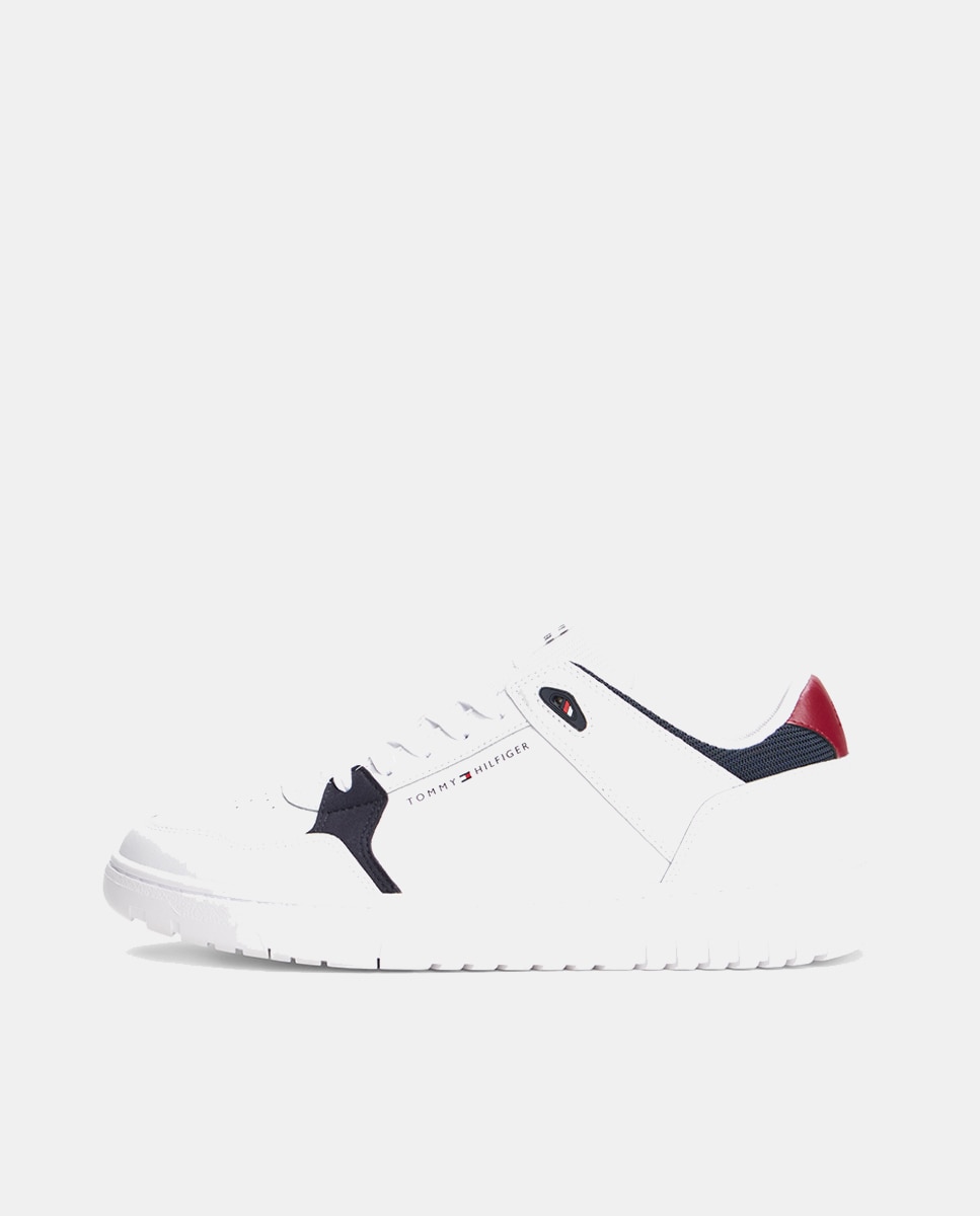 Sapatilhas em Pele com Contraste Branco-7