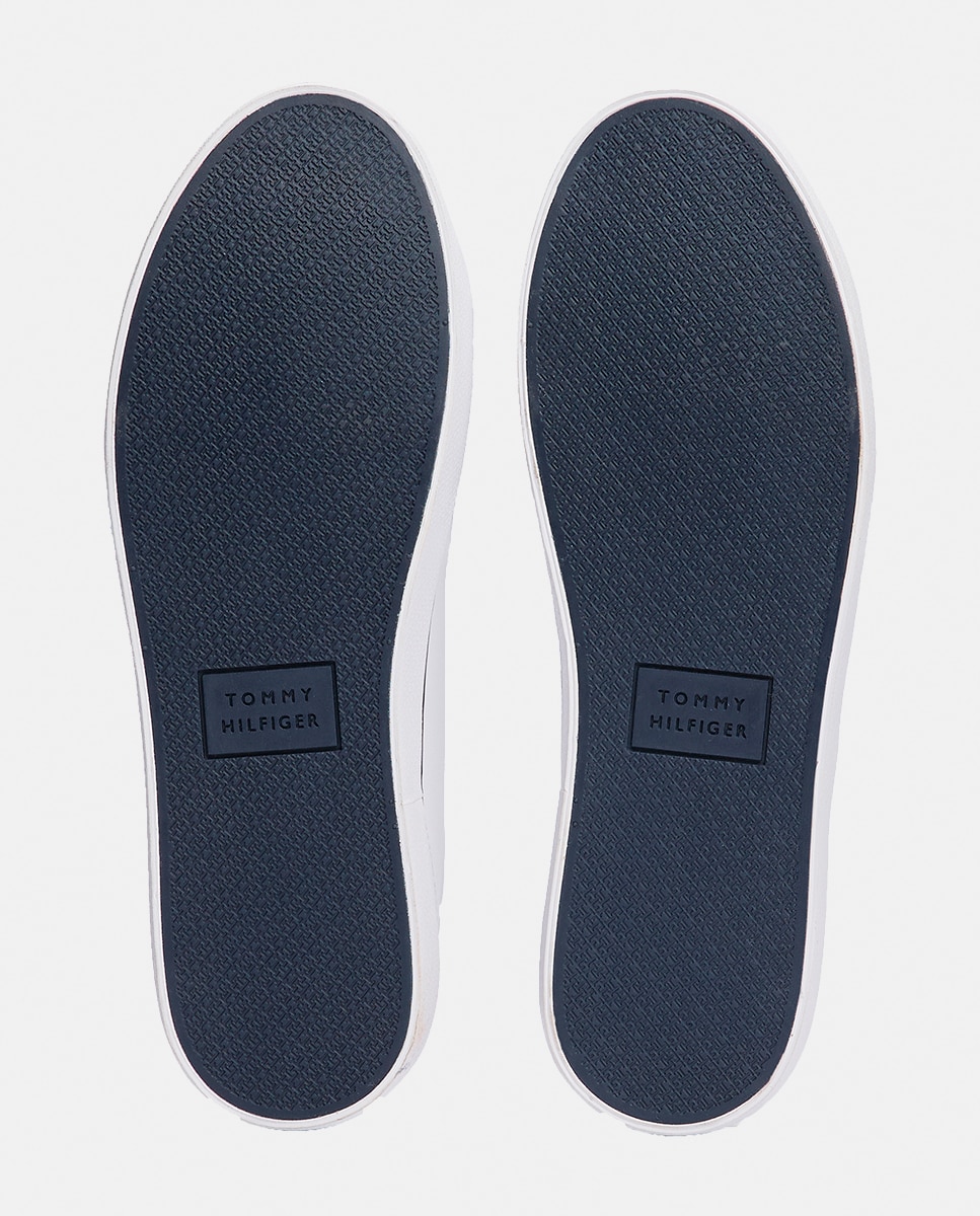 Sapatilhas em Pele com Logótipo e Contraste Branco-5