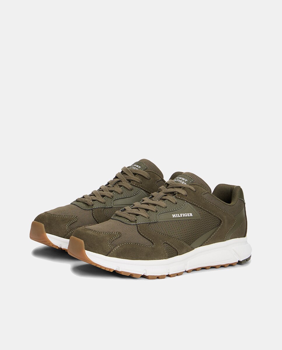 Sapatilhas Running Mix com Logótipo Verde-escuro-2