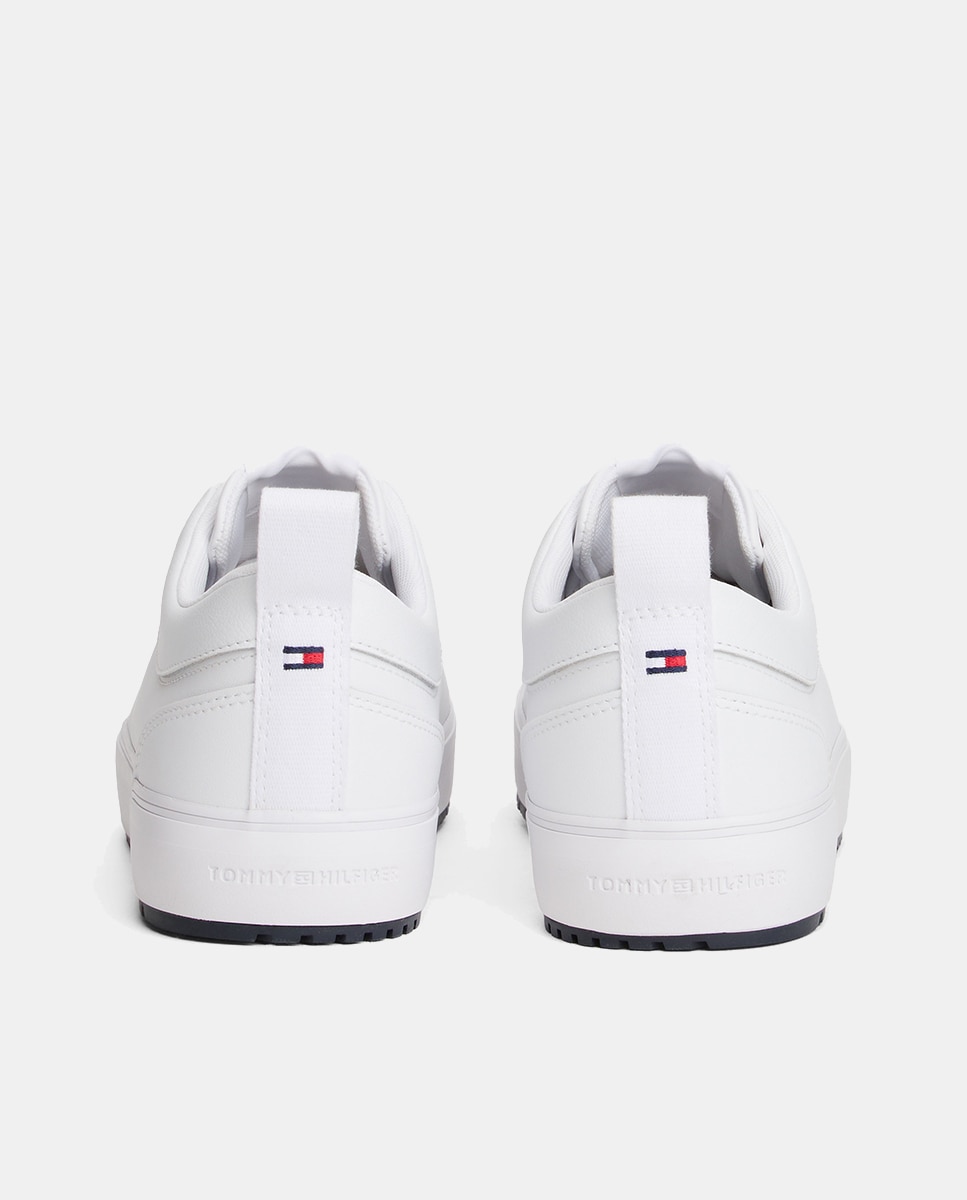 Sapatilhas em Pele com Sola Dentada Branco-4